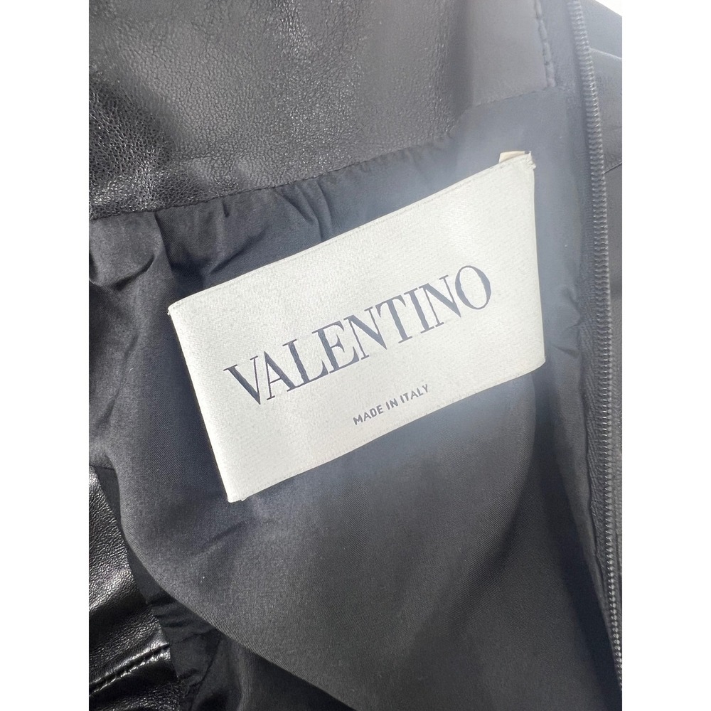 Valentino Lace Sheepskin Leather Midi Dress Black Italy Size 4 - Picture 9 of 14